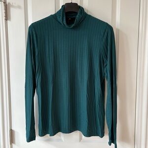 NWT, Banana Republic Hunter Green Soft Stretch Rayon Ribbed Turtleneck, Size XL